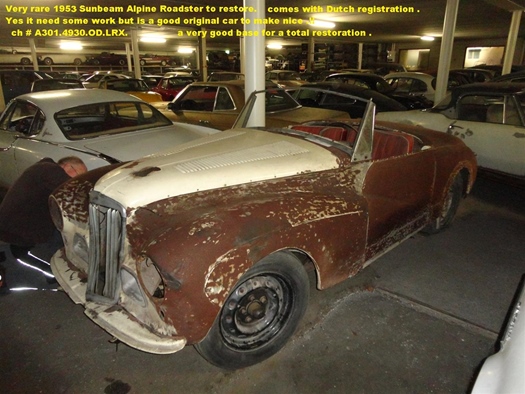 1953 Sunbeam Alpine Roadster to restore oldtimer te koop