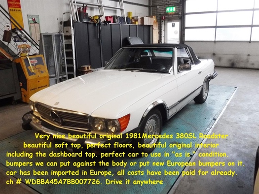 1981 Mercedes 380SL Roadster white oldtimer te koop