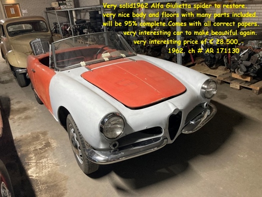 1962 Alfa Romeo Giulietta spider red oldtimer te koop